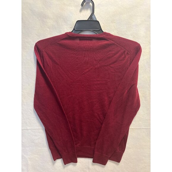 Black Brown 1826 Mens V-Neck Sweater S Merino Wool Burgundy Long Sleeve Made In - Picture 8 of 9